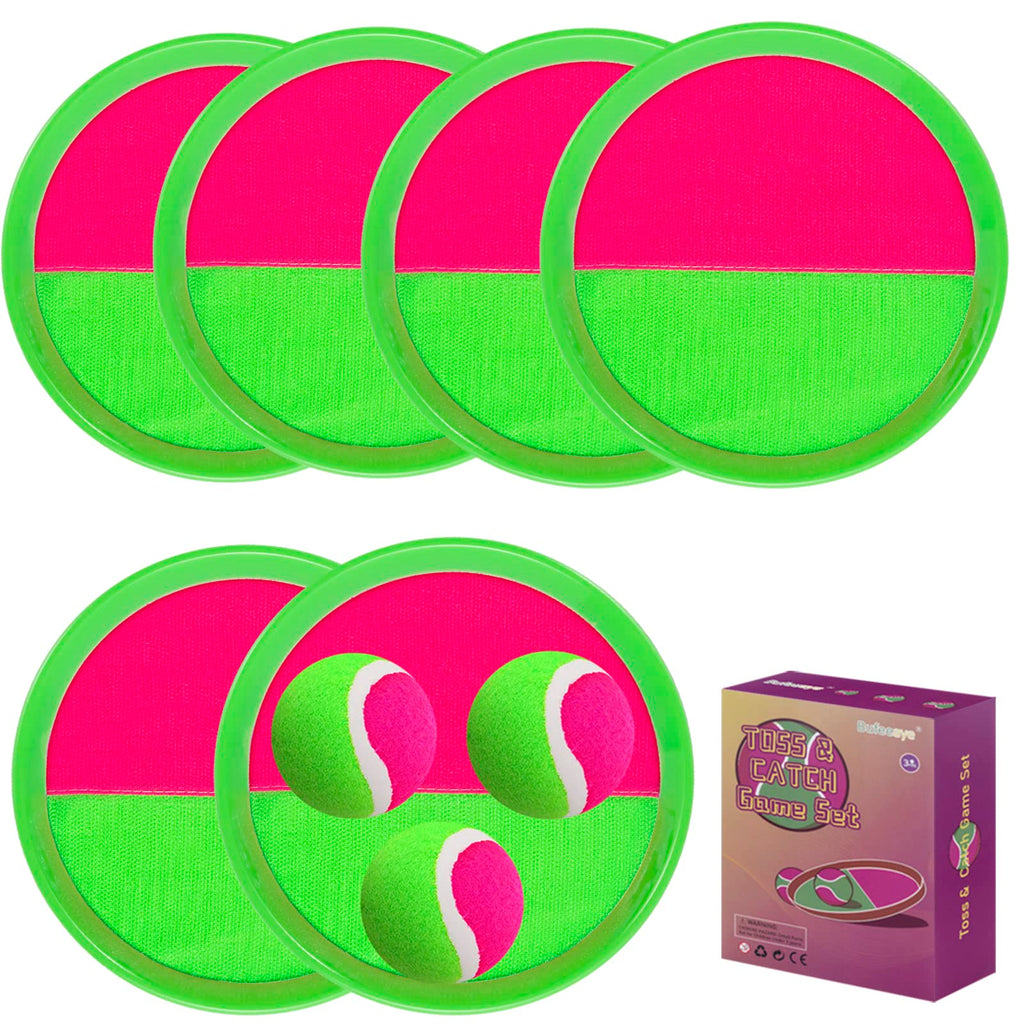 Kids Outdoor Toys Beach Toys Toss and Catch Ball Set Outside Yard Games for Kids with 6 Paddles 3 Balls Paddle Game Set Playground Sets for Backyard Sports Outdoor Games for Adults and Family
