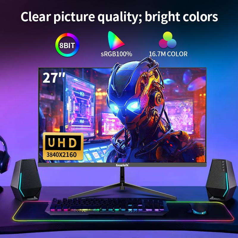 27 Inch 4K Gaming Monitor – UHD 3840×2160, 60Hz, HDMI Port, VESA 75×75Mm Wall-Mount, Adaptive Sync, 100% Srgb, 8Bit, 16.7M Color, 3000:1 Contrast