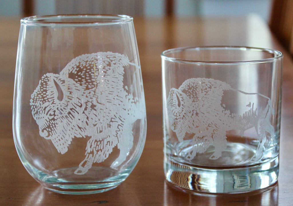 Bison (Buffalo) Laser Engraved Glasses