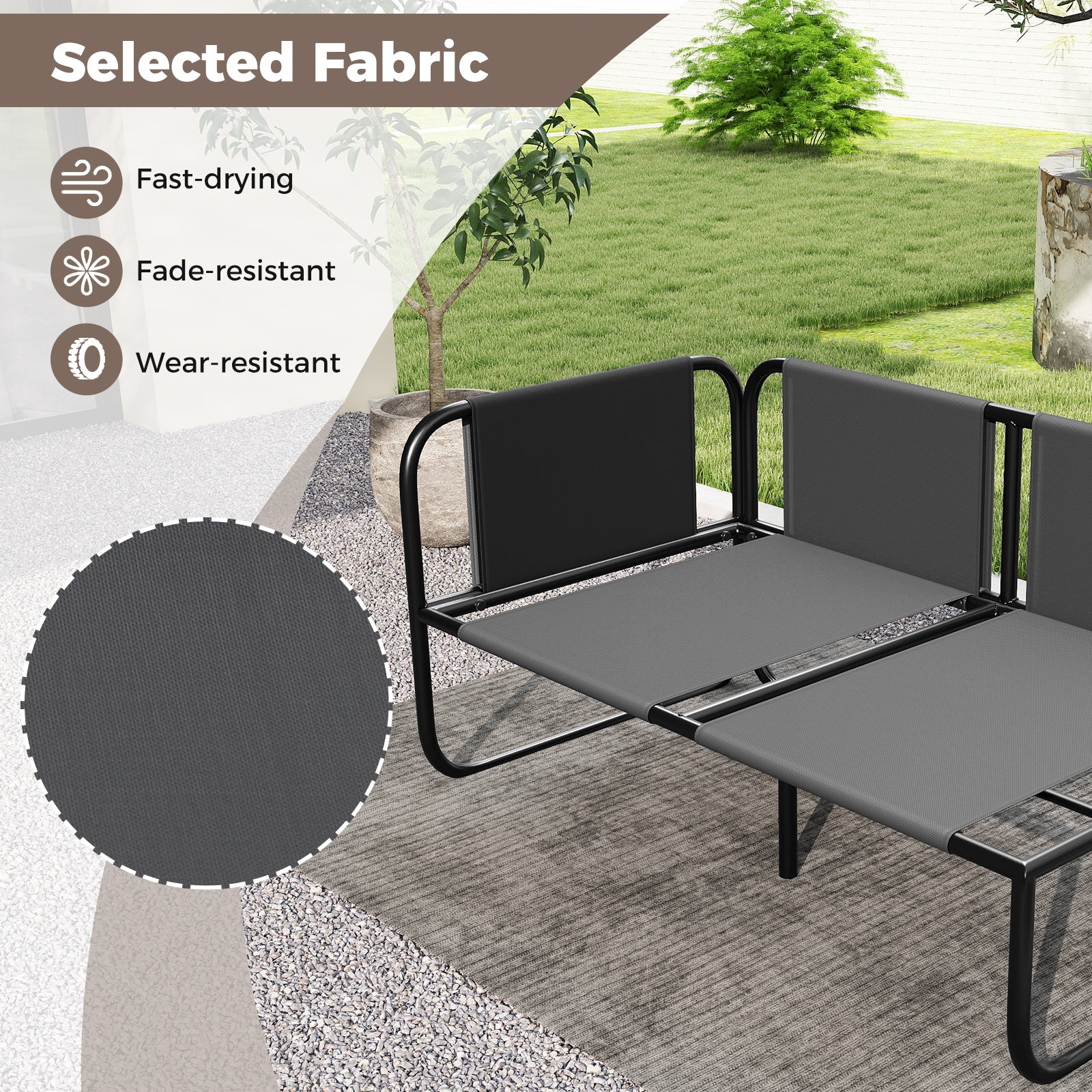 Patio Loveseat Sofa Couch with Removable Pillows and Seat Cushion-Gray