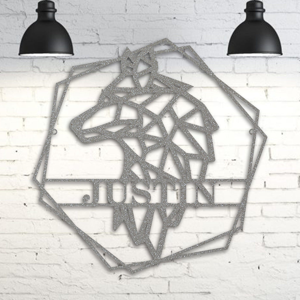 Personalized Geometrix Wolf Metal Sign
