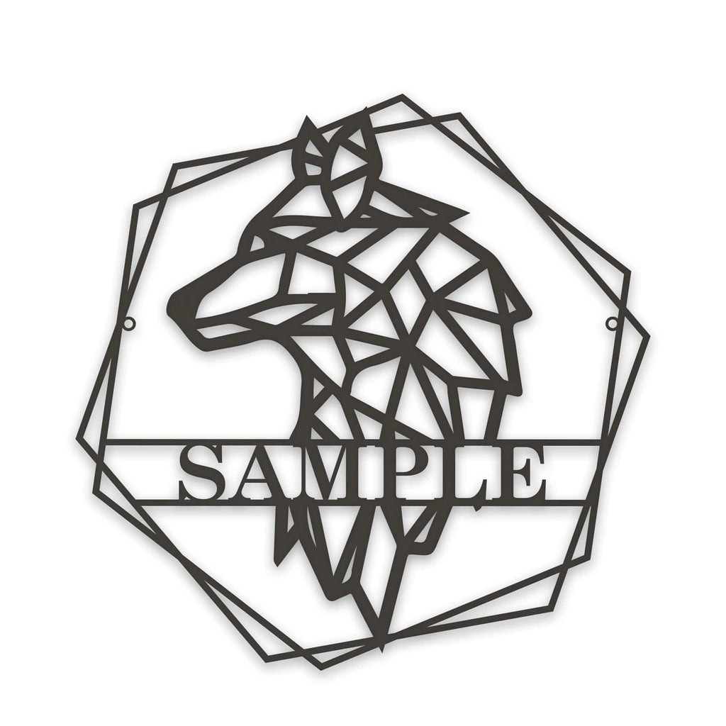 Personalized Geometrix Wolf Metal Sign