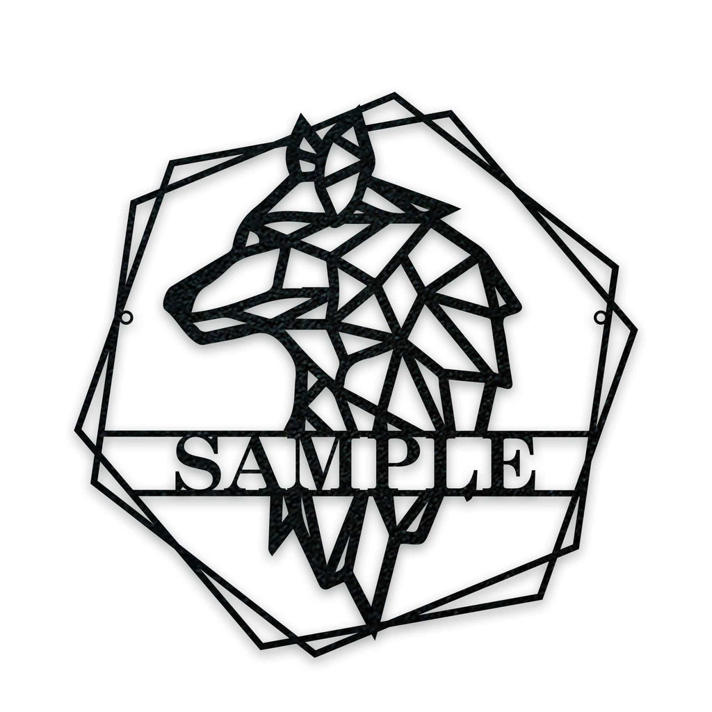 Personalized Geometrix Wolf Metal Sign